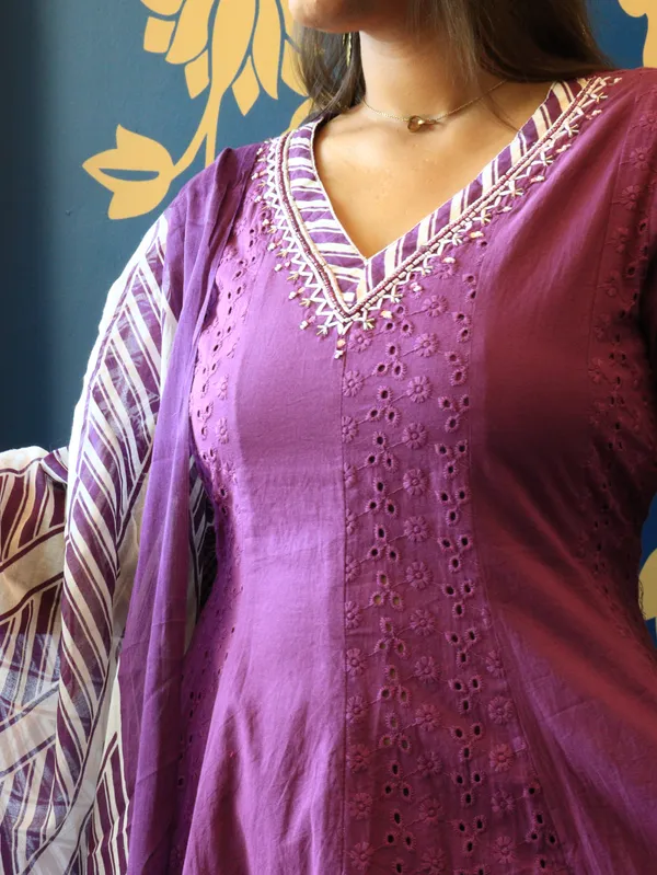Purple_Chikankari_Cotton_Anarkali_Set_For_Women
