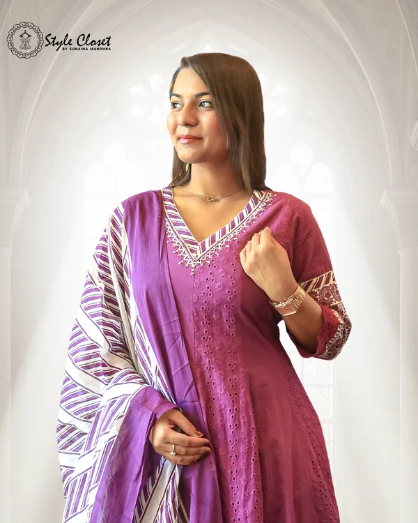 Purple_Chikankari_Cotton_Anarkali_Set_For_Women
