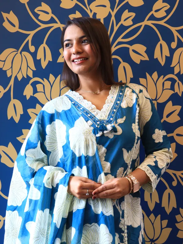 Teal_Blue_The_Gulbahar_Printed_Kurta_Set_For_Women