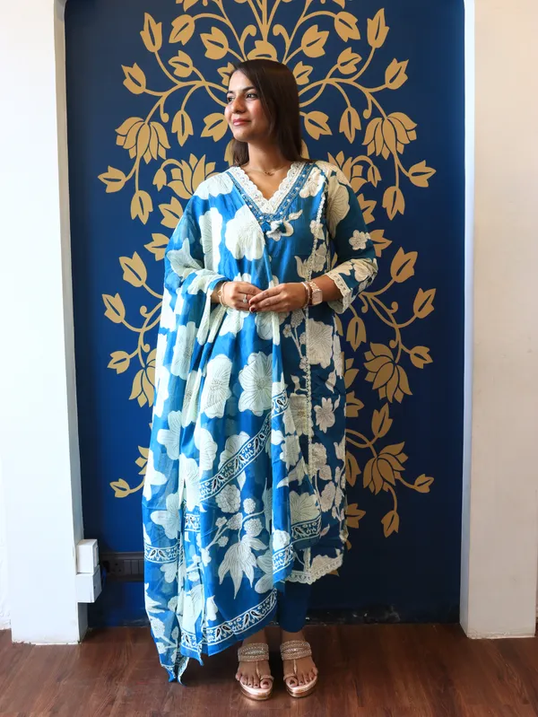 Teal_Blue_The_Gulbahar_Printed_Kurta_Set_For_Women