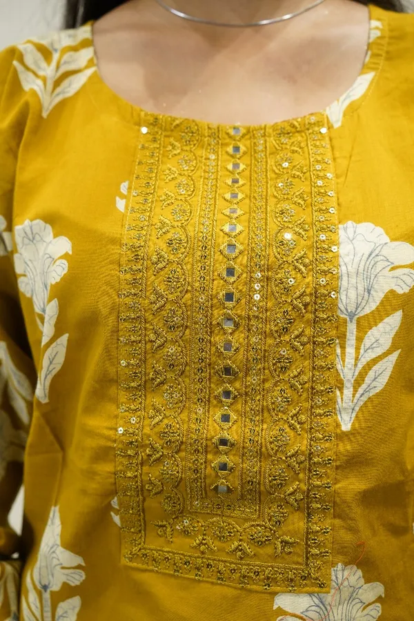 Mustard_Floral_Block_Print_Suit_Set_For_Women