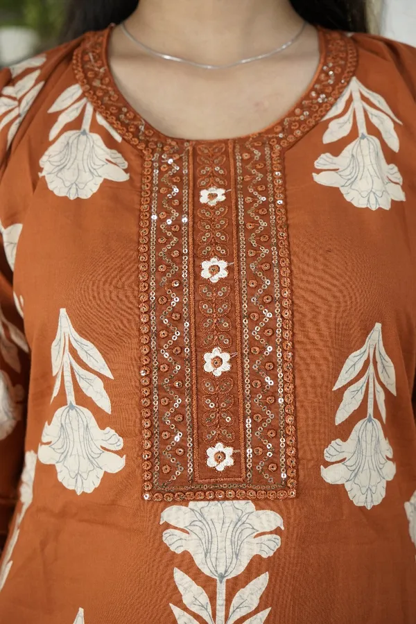 Rust_Orange_Floral_Block_Print_Suit_Set_For_Women