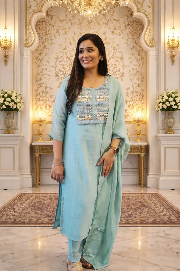 Blue_Statement_Shell_Kurta_Set_For_Women