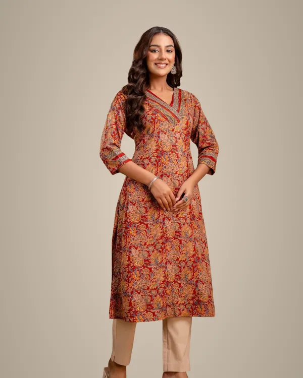 Maroon_Premium_Printed_Kurta_For_Women