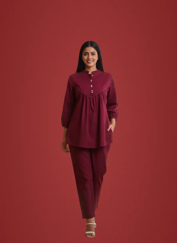 Maroon_Elegant_Maroon_Co-Ords_Set_For_Women