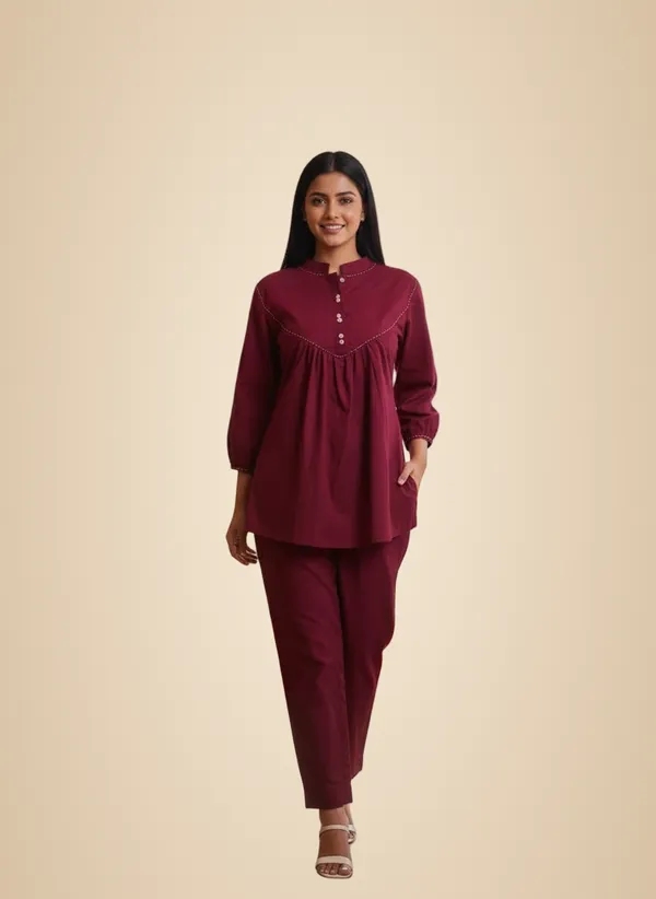 Maroon_Elegant_Maroon_Co-Ords_Set_For_Women