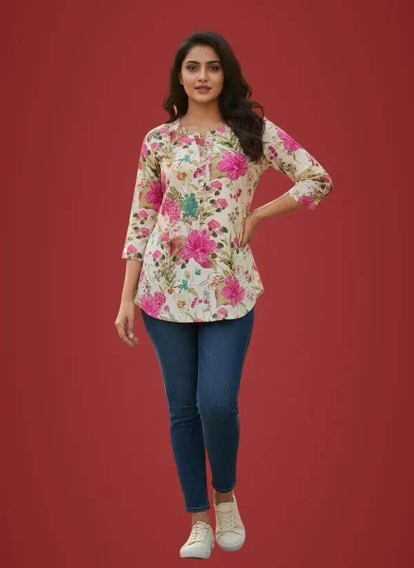 Floral_Pure_Cotton_Premium_Short_Kurta_For_Women