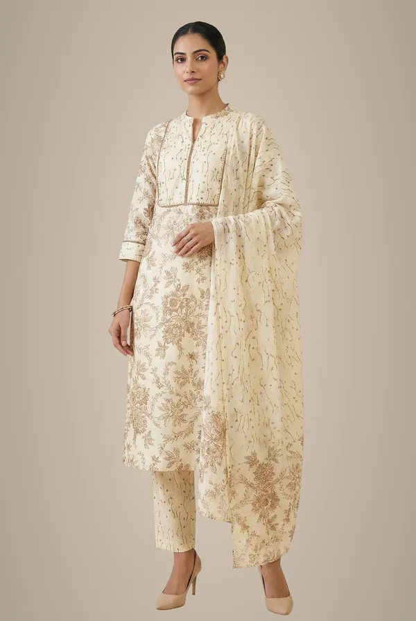 Ivory_&_Cocoa_Floral_Cotton_Suit_Set_For_Women