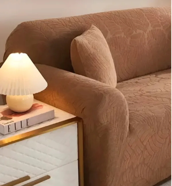 Light_Brown_Trendily_Emboss_Fabric_Leaf_Sofa_Cover_Soft_Touching_Cover_For_For_Home