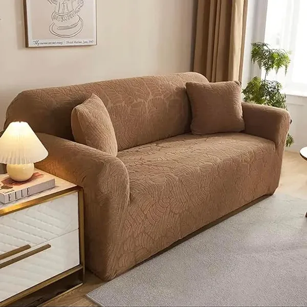 Light_Brown_Trendily_Emboss_Fabric_Leaf_Sofa_Cover_Soft_Touching_Cover_For_For_Home