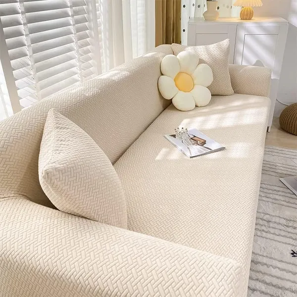 Cream_L_Shape_Polar_Fleece_Sofa_Cover_For_Home