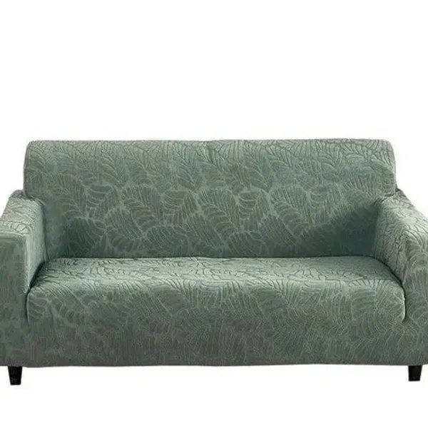 Sea_Green_Trendily_Emboss_Fabric_Leaf_Sofa_Cover_Soft_Touching_Cover_For_For_Home