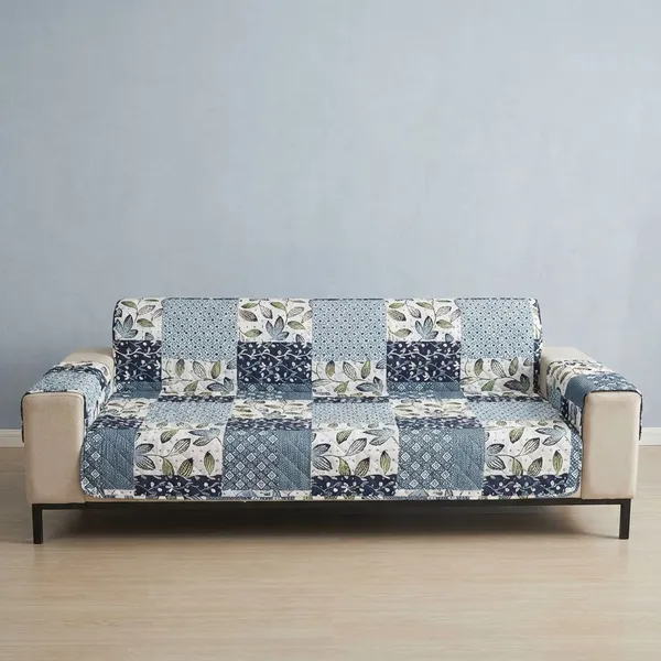 Blue_Paisley_Non_Slip_Quilted_Sofa_Protector_Mat_Thick_Printed_With_Strap_For_Home