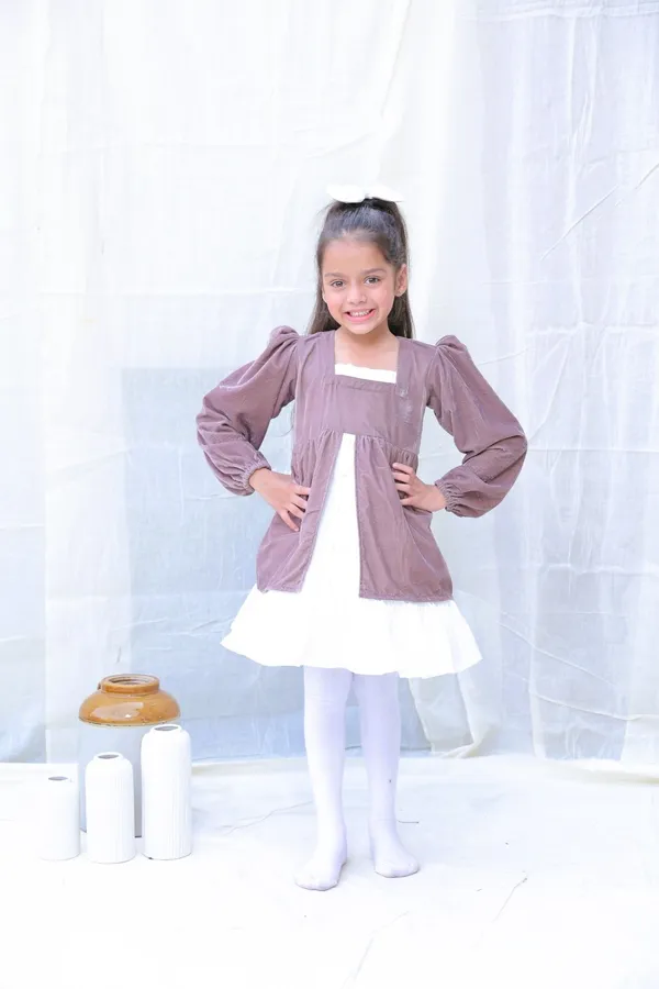 Taupe_Fit_And_Flare_Velvet_Puff_Sleeves_For_Girls