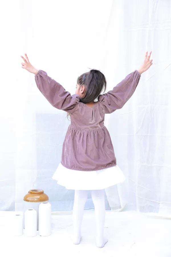 Taupe_Fit_And_Flare_Velvet_Puff_Sleeves_For_Girls