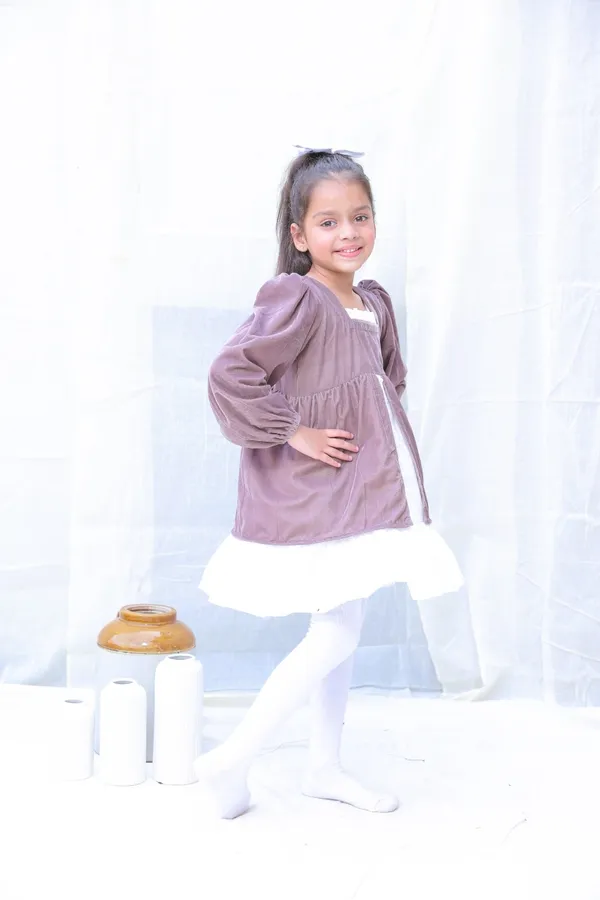 Taupe_Fit_And_Flare_Velvet_Puff_Sleeves_For_Girls