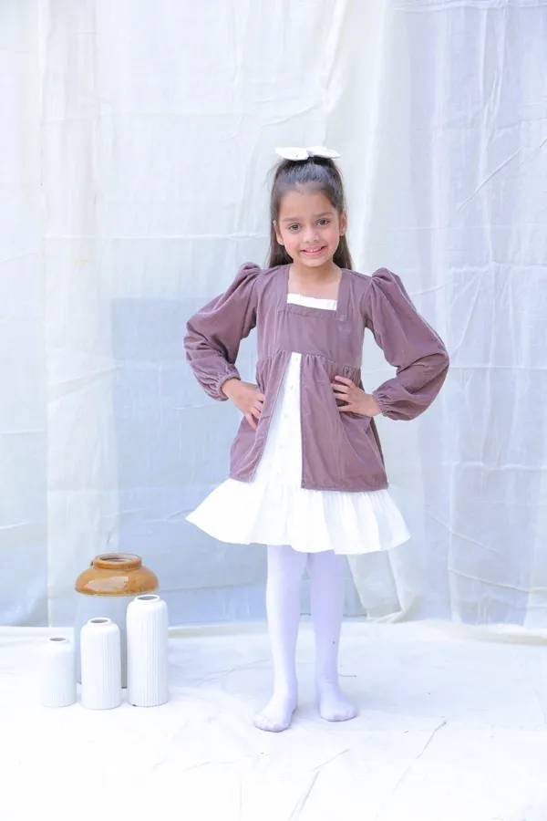 Taupe_Fit_And_Flare_Velvet_Puff_Sleeves_For_Girls