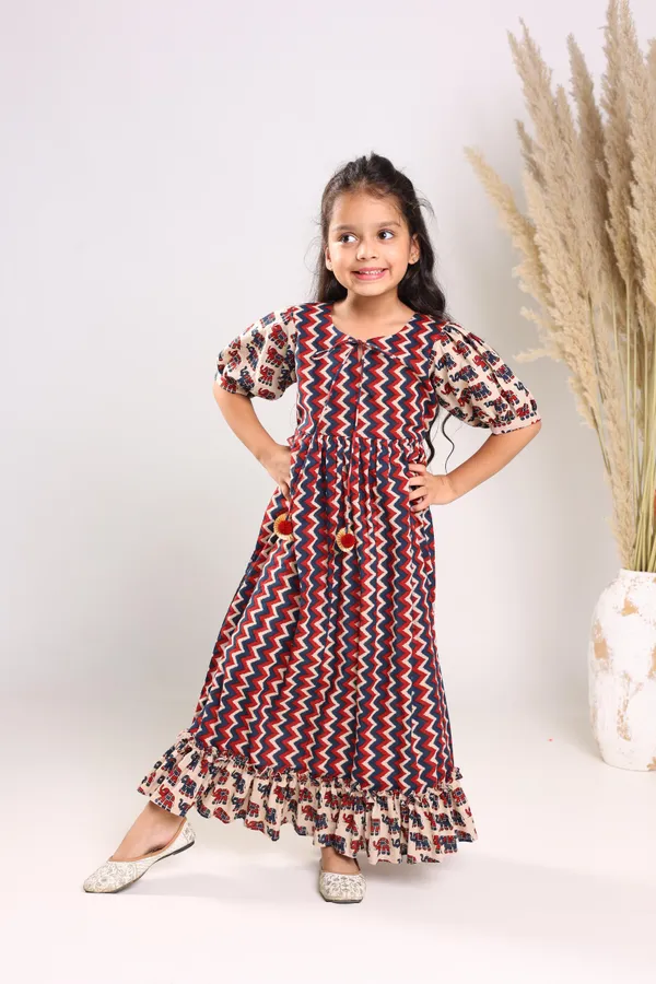 Multicolour_Cotton_Fit_And_Flare_Maxi_Dress_For_Girls
