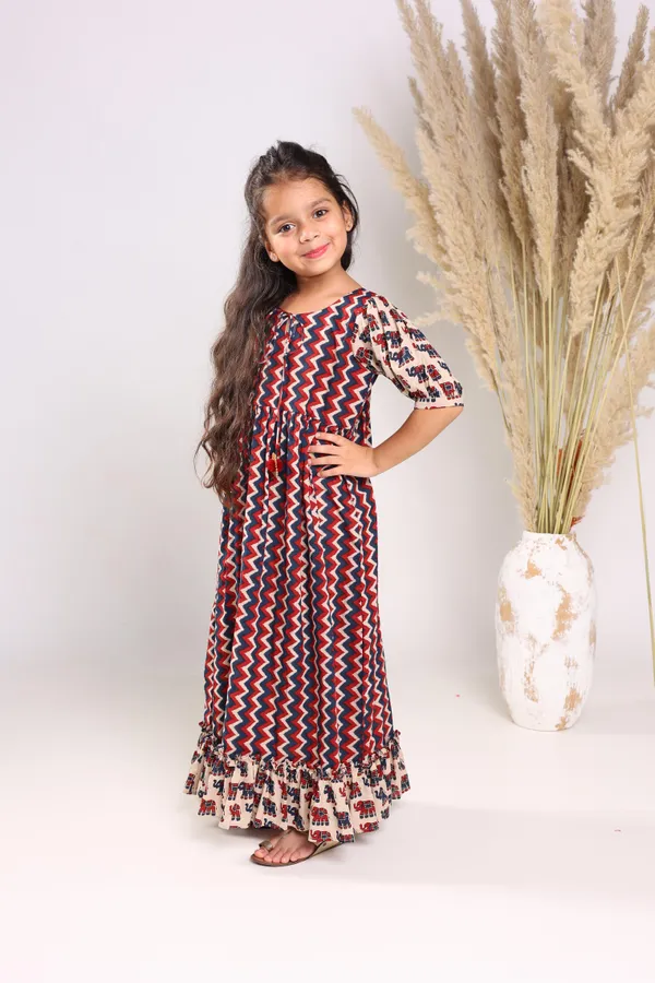 Multicolour_Cotton_Fit_And_Flare_Maxi_Dress_For_Girls