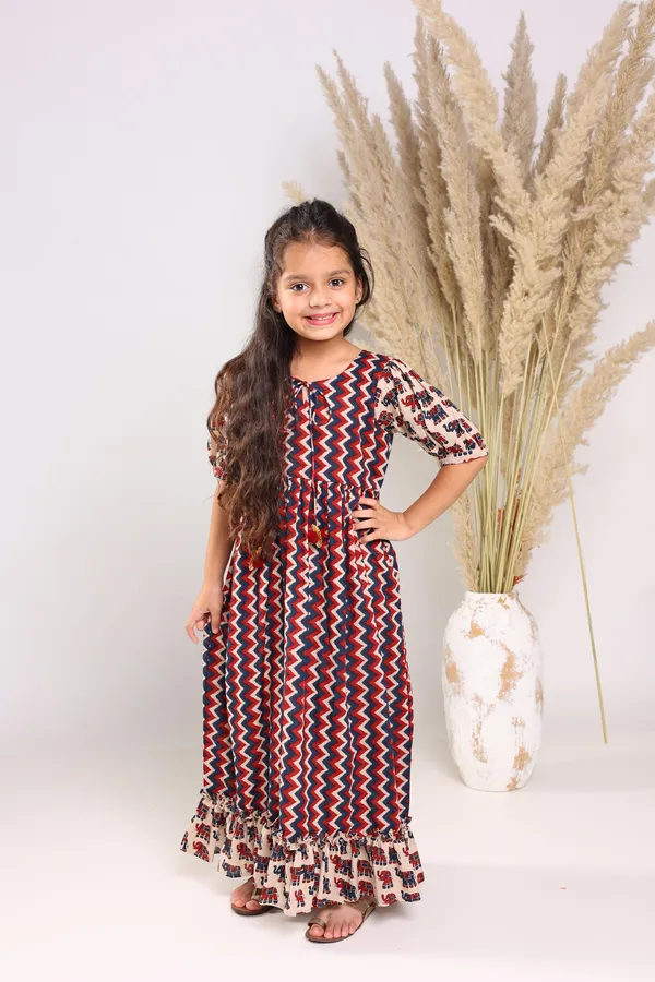 Multicolour_Cotton_Fit_And_Flare_Maxi_Dress_For_Girls
