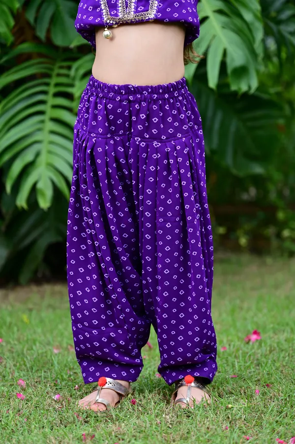 Purple_Bandhani_Print_Georgette_Salwar_Kurta_Set_For_Girls