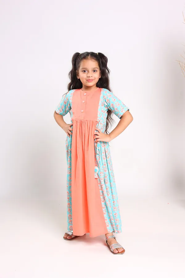 Peach_Cotton_Fit_And_Flare_Maxi_Dress_For_Girls