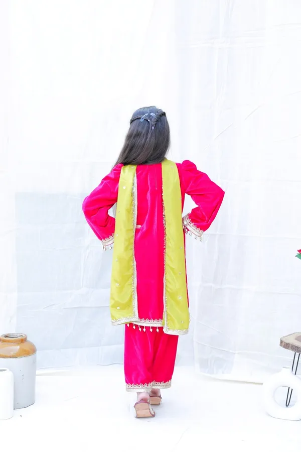 Fuchsia_Round_Neck_Gotta_Patti_Velvet_Kurta_With_Palazzos_And_Dupattaforgirls
