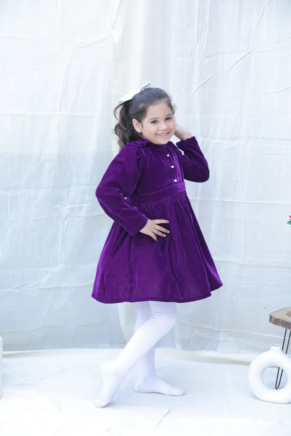 Violet_Fit_And_Flare_Velvet_Puff_Sleeves_For_Girls