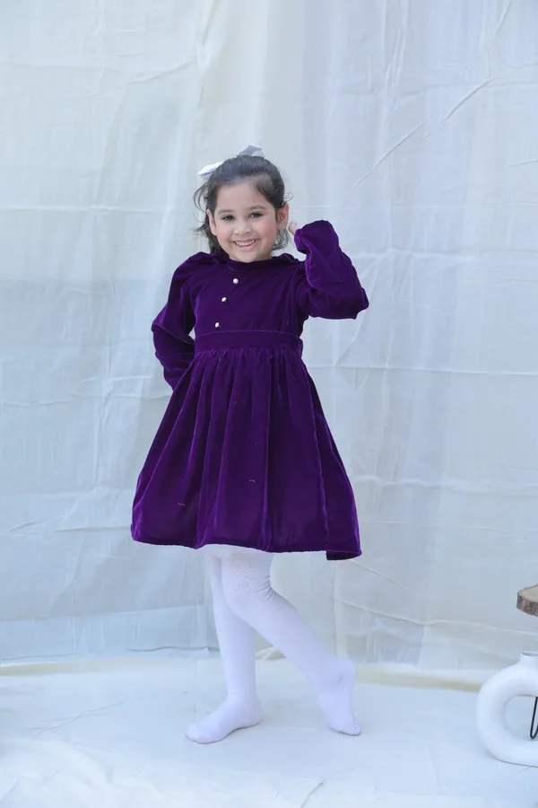 Violet_Fit_And_Flare_Velvet_Puff_Sleeves_For_Girls