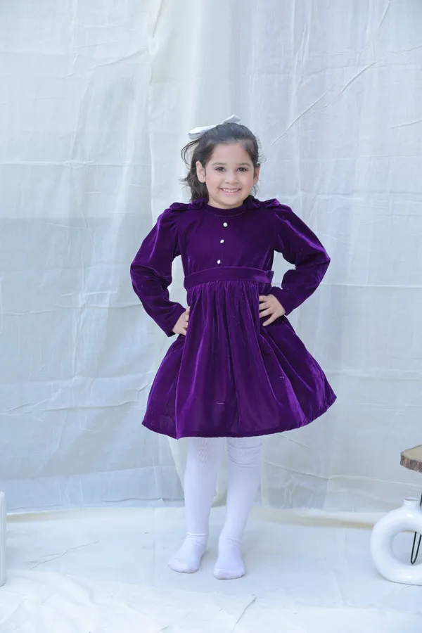 Violet_Fit_And_Flare_Velvet_Puff_Sleeves_For_Girls