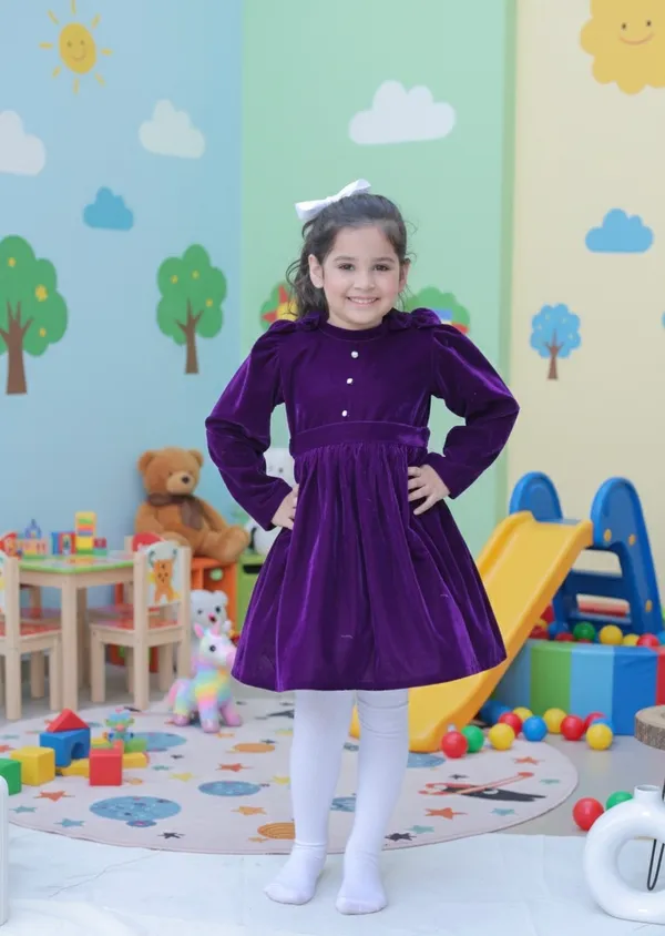 Violet_Fit_And_Flare_Velvet_Puff_Sleeves_For_Girls