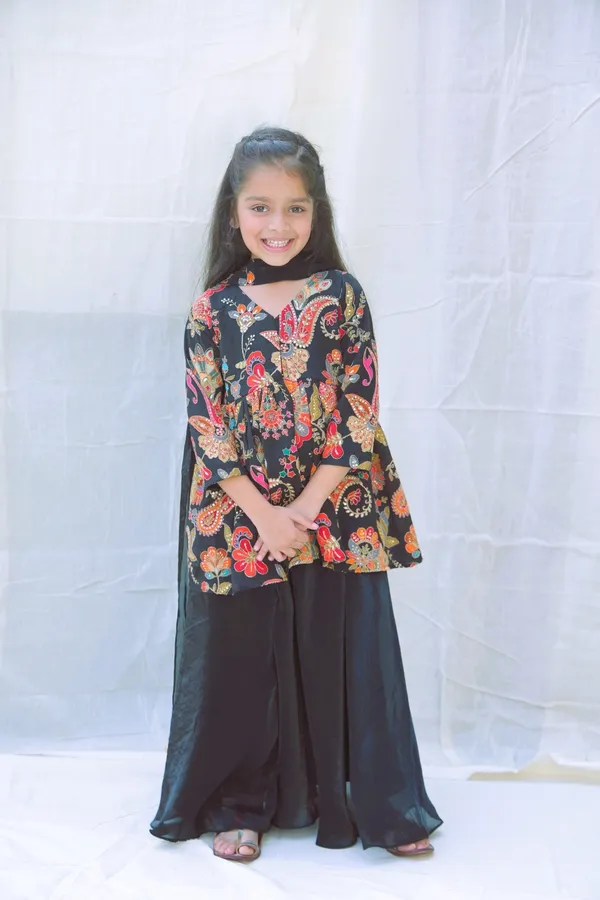 Black_V_Neck_Embroidered_Kurta_With_Sharara_And_Dupattaforgirls