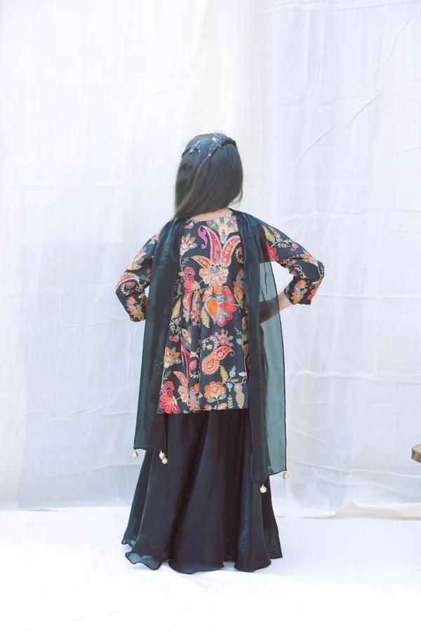Black_V_Neck_Embroidered_Kurta_With_Sharara_And_Dupattaforgirls
