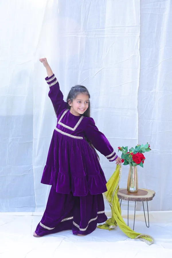Purple_Round_Neck_Mirror_Work_Velvet_Kurta_With_Sharara_And_Dupattaforgirls
