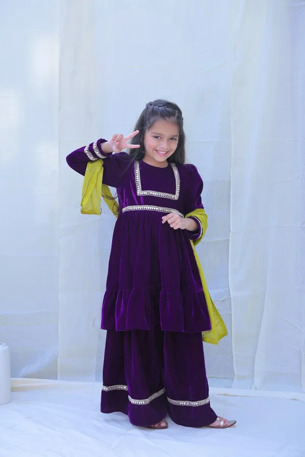 Purple_Round_Neck_Mirror_Work_Velvet_Kurta_With_Sharara_And_Dupattaforgirls
