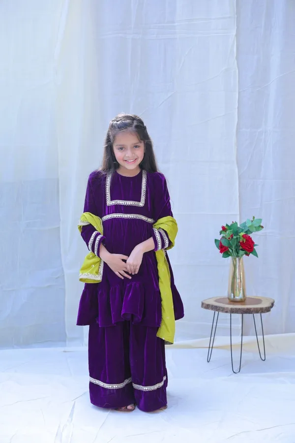 Purple_Round_Neck_Mirror_Work_Velvet_Kurta_With_Sharara_And_Dupattaforgirls