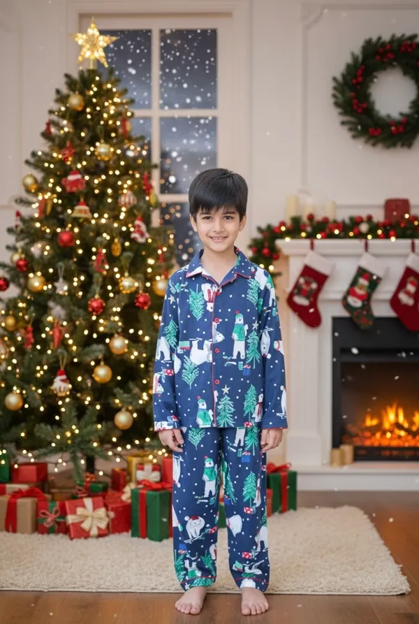 Blue_Cotton_Blend_Collard_Long_Sleeves_Winter_Night_Suits_For_Boys