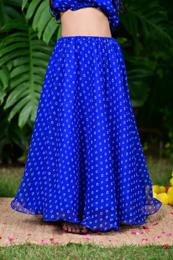 Blue_Bandhani_Print_Georgette_Peplum_Skirt_Set_For_Girls