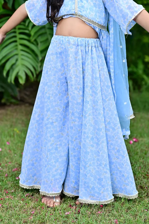 Sky_Blue_Floral_Print_Georgette_Kurta_Sharara_Set_For_Girls