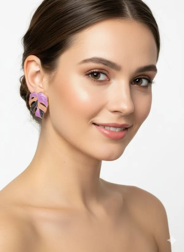 Purple_Alloy_Earring_Set_For_Women