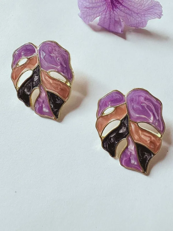Purple_Alloy_Earring_Set_For_Women