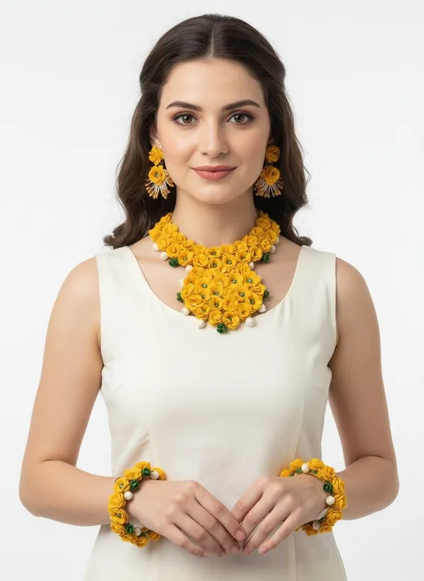 Yellow_Fabric_Necklace_For_Women