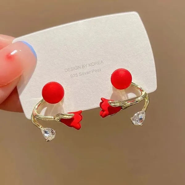 Red_Alloy_Earring_Set_For_Women