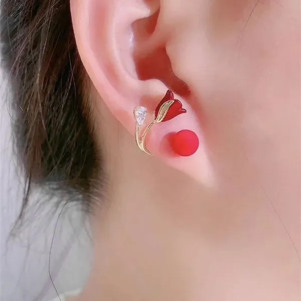 Red_Alloy_Earring_Set_For_Women