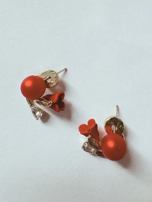 Red_Alloy_Earring_Set_For_Women