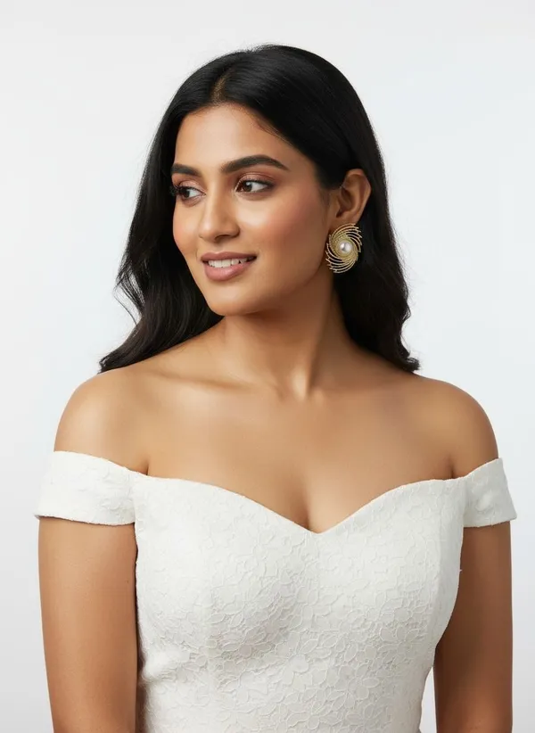 White_Alloy_Earring_Set_For_Women
