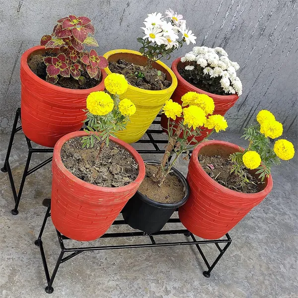 Black_A-One_Steels_Iron_2-Step_Plant_Stand_2_Pieces