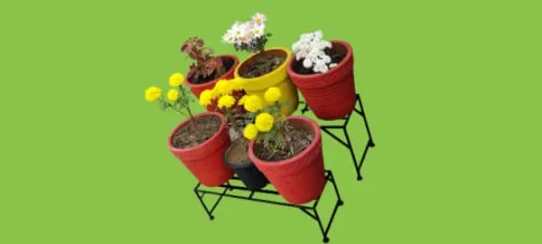 Black_A-One_Steels_Iron_2-Step_Plant_Stand_2_Pieces