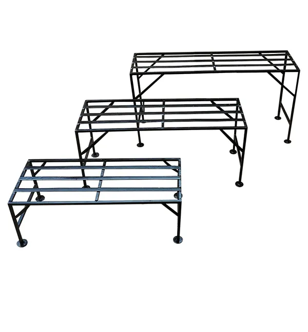 Black__Three_Step_Flower_Pot_Holder_3_Step_Plant_Pot_Stand_Garden_BenchIron_Bench_for_Roof_and_Outdoor