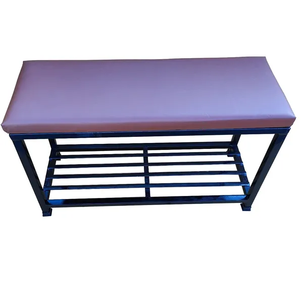 Black_A-One_Steels_Sitting_Bench_With_Cushion_&_Shoe_Rack